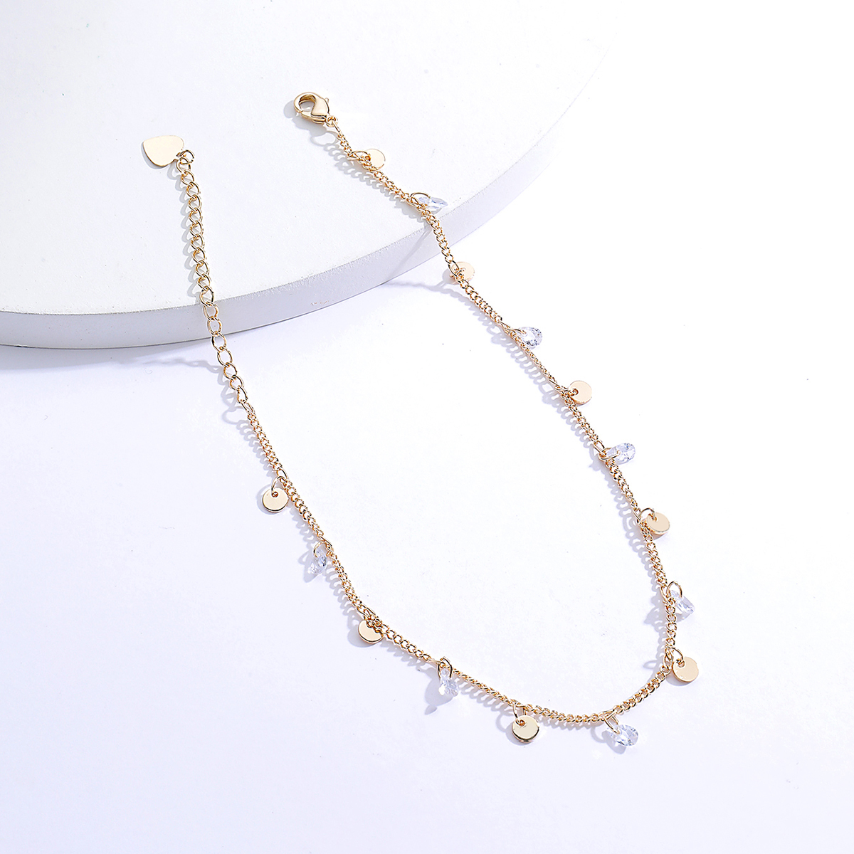 Fashion Copper Material Electroplating 18k Gold Zircon Dot Anklet display picture 1