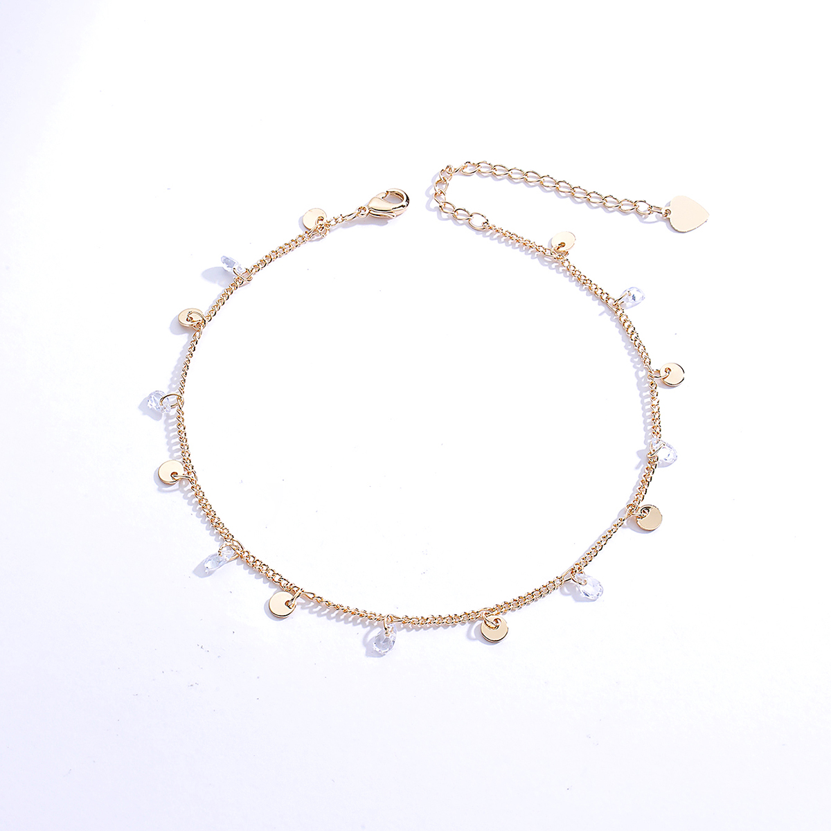 Fashion Copper Material Electroplating 18k Gold Zircon Dot Anklet display picture 2