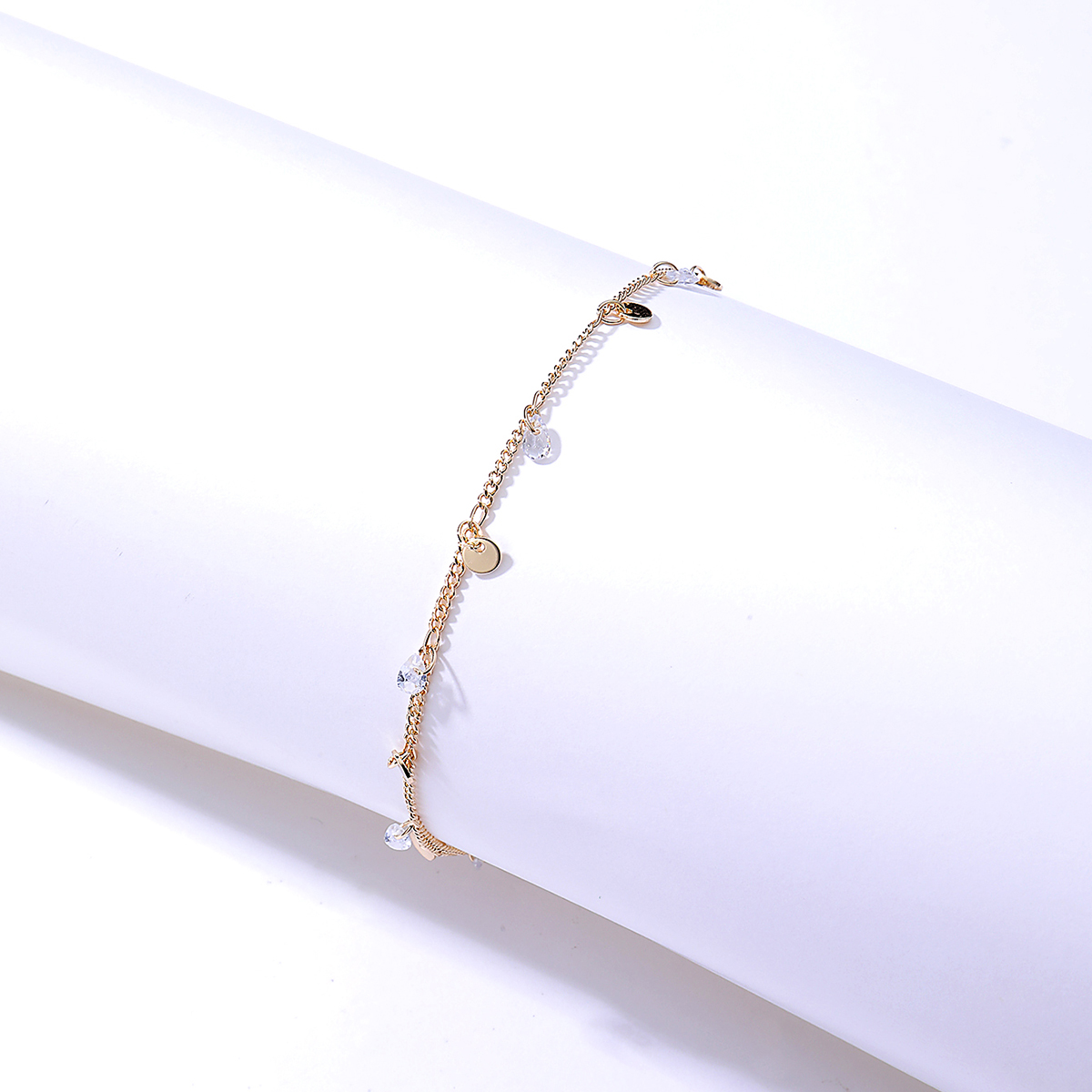 Fashion Copper Material Electroplating 18k Gold Zircon Dot Anklet display picture 3