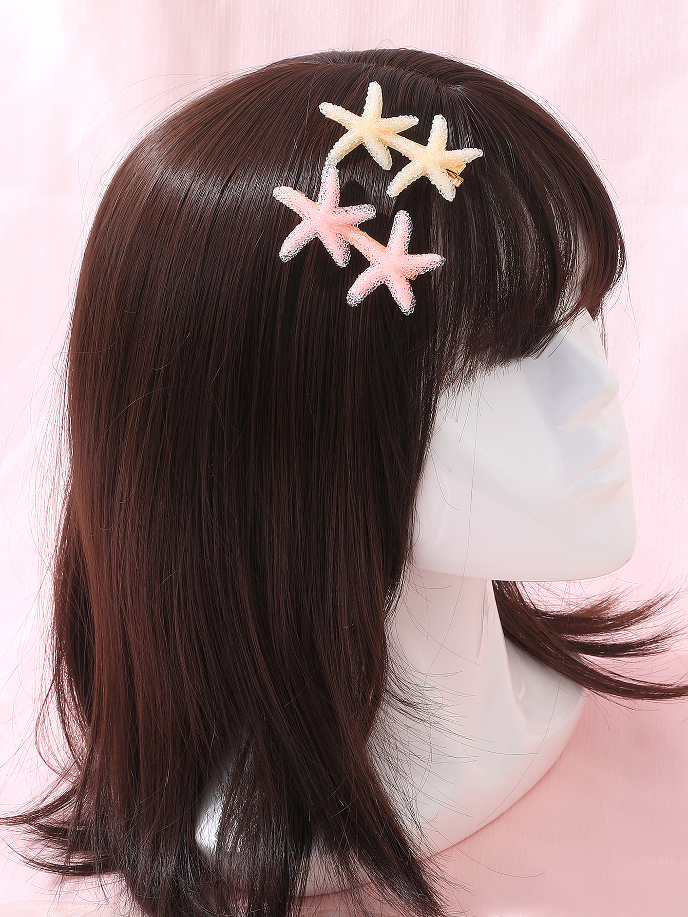 2 Piece Creative Pink Orange Starfish Ladies Hair Clip Set display picture 3