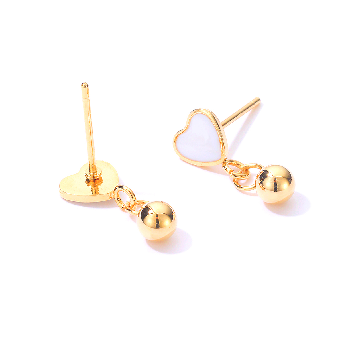 Creative Simple Stainless Steel Electroplating 18k Gold Heart Bead Pendant Earrings display picture 3