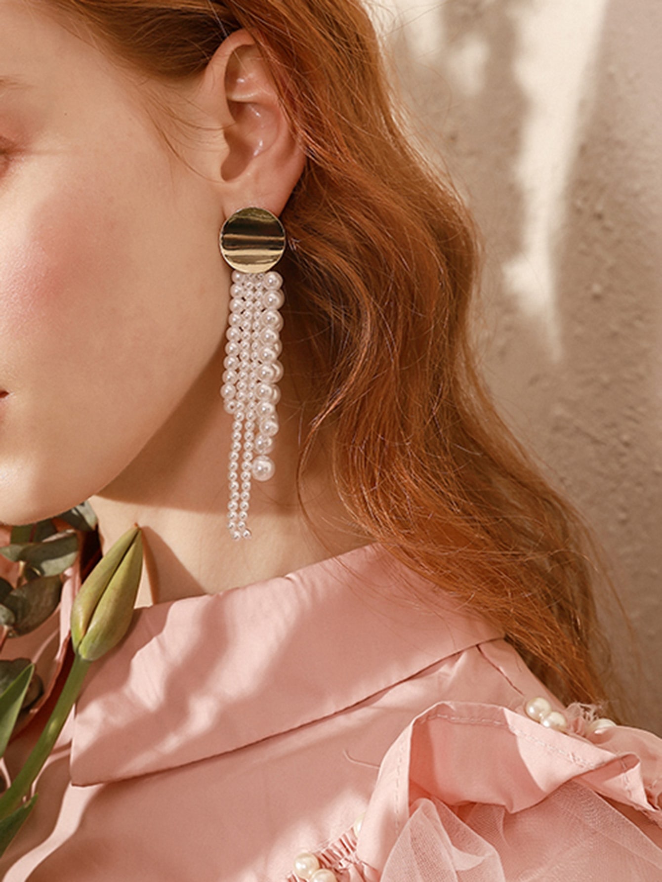 New Korean Fashion Geometric Pearl Long Tassel Alloy Earrings display picture 6