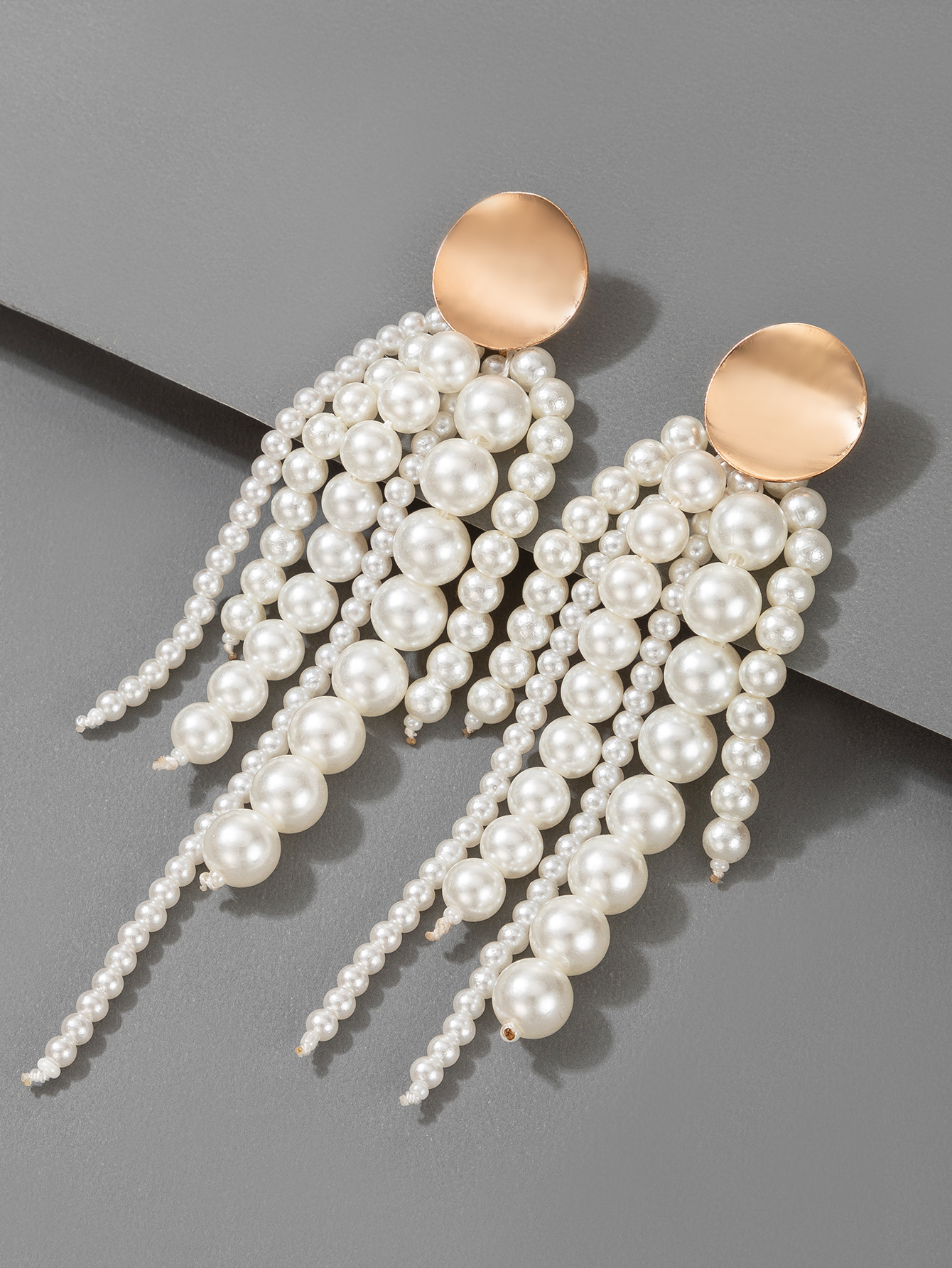 New Korean Fashion Geometric Pearl Long Tassel Alloy Earrings display picture 8