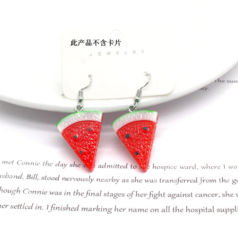 Fashion Simple Fruit Sweet Cute Watermelon Resin Ear Hook Jewelry Women display picture 3