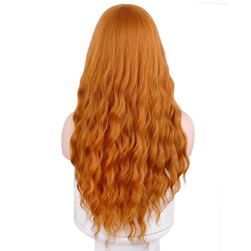 Straight Bangs Long Water Ripple Head Cover High Temperature Wigs 26inches display picture 4