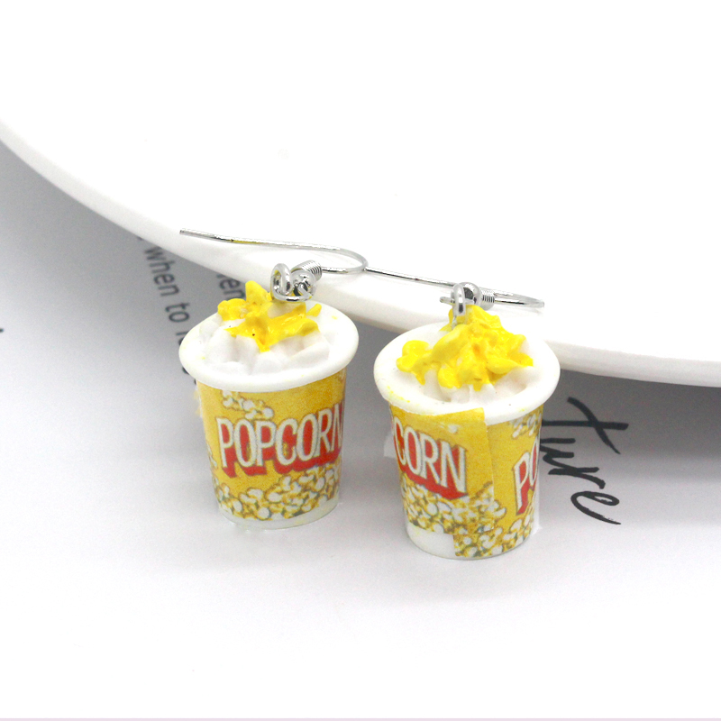 New Fashion Creative Simulation Resin Popcorn Earrings Women display picture 1