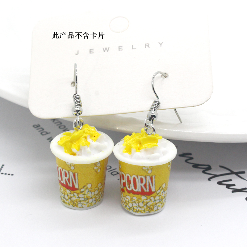 New Fashion Creative Simulation Resin Popcorn Earrings Women display picture 2