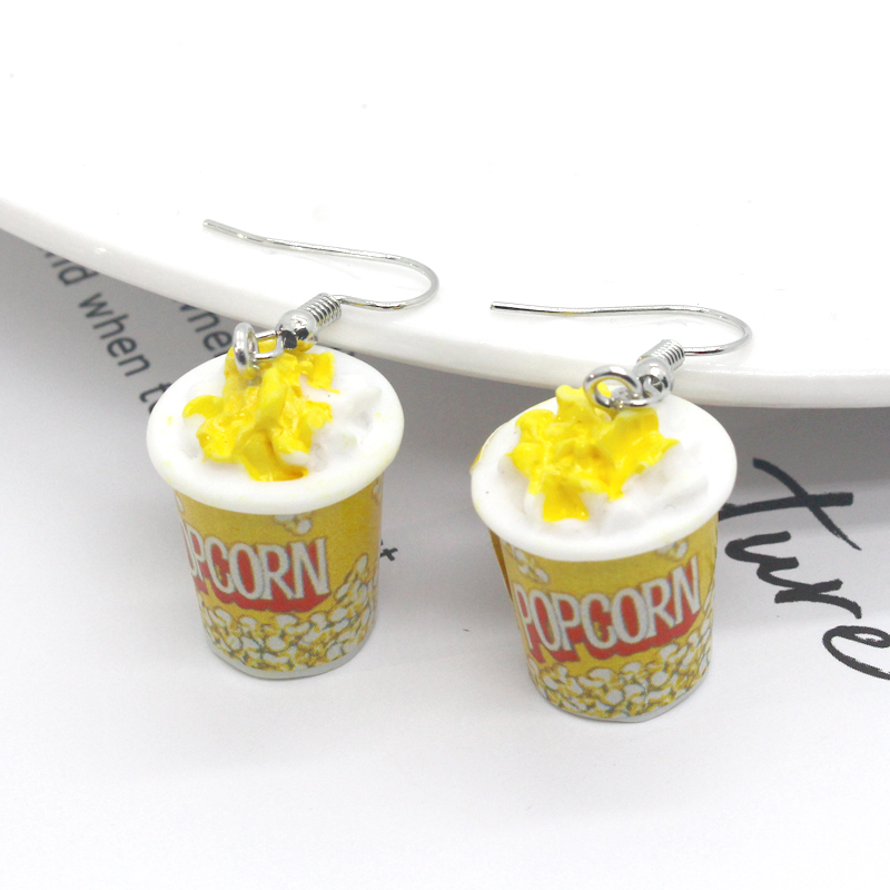 New Fashion Creative Simulation Resin Popcorn Earrings Women display picture 3