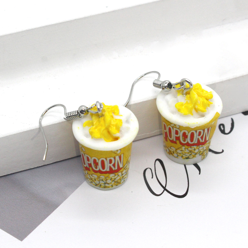 New Fashion Creative Simulation Resin Popcorn Earrings Women display picture 4