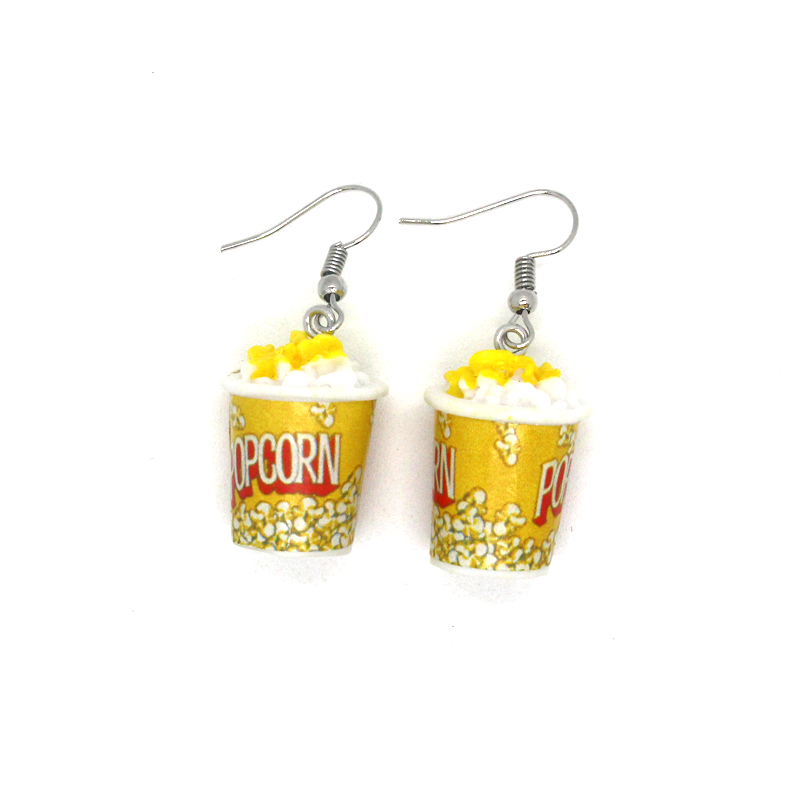 New Fashion Creative Simulation Resin Popcorn Earrings Women display picture 5