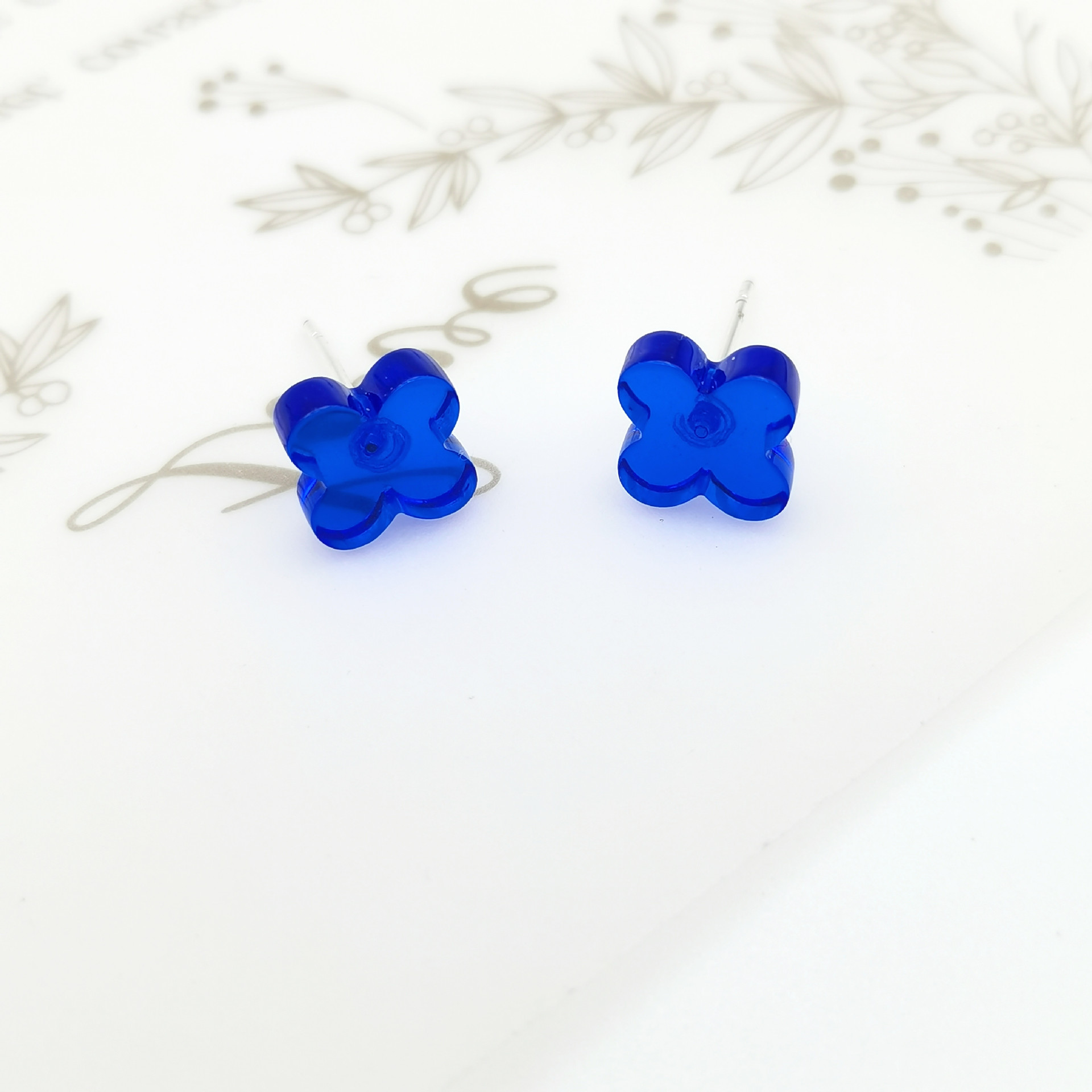 Korean Blue Flower Stud Earrings Women's Alloy Small Earrings display picture 5