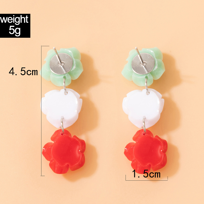 Retro Fashion Red Spray Paint Rose Geometric Three-dimensional Flower Earrings display picture 16