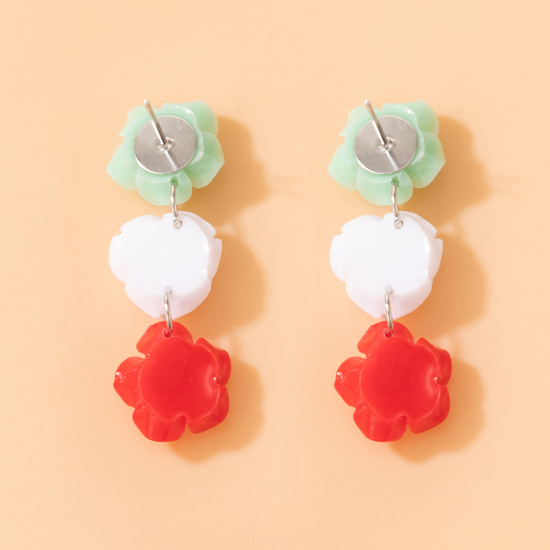Retro Fashion Red Spray Paint Rose Geometric Three-dimensional Flower Earrings display picture 17