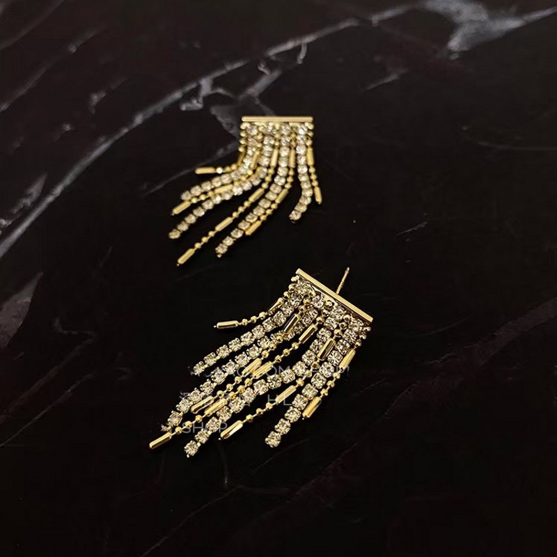 Fashion New Flash Tassel Female Alloy Diamond Chain Earrings display picture 2