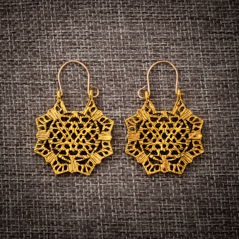 Bohemian New Fashion Floral Honeycomb Pattern Alloy Earrings display picture 6