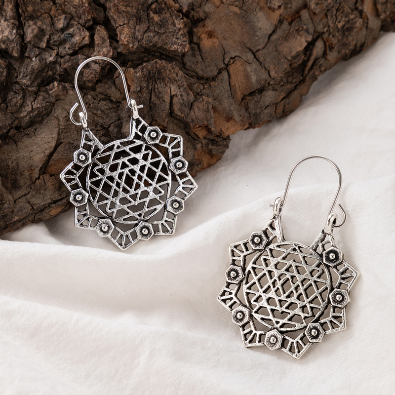 Bohemian New Fashion Floral Honeycomb Pattern Alloy Earrings display picture 7