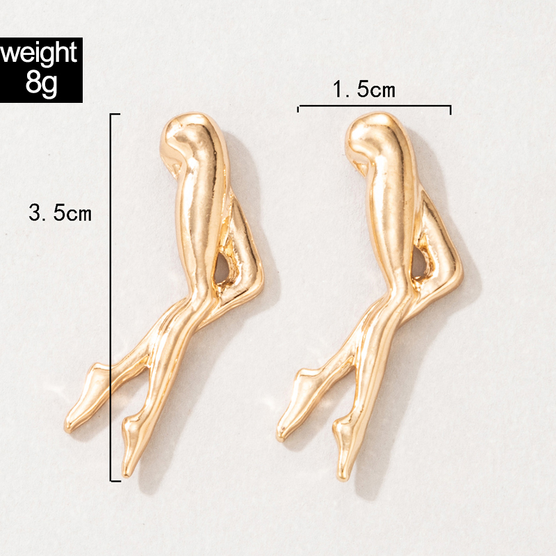 Exaggerated Alloy Women's Leg-shaped Irregular Alloy Earrings display picture 1