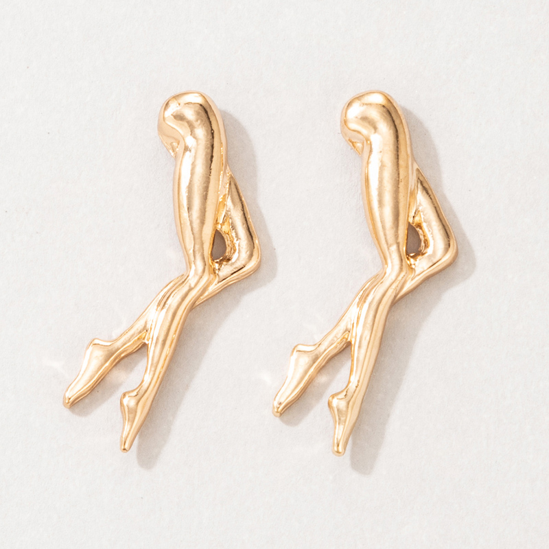 Exaggerated Alloy Women's Leg-shaped Irregular Alloy Earrings display picture 2