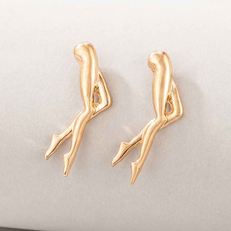 Exaggerated Alloy Women's Leg-shaped Irregular Alloy Earrings display picture 3