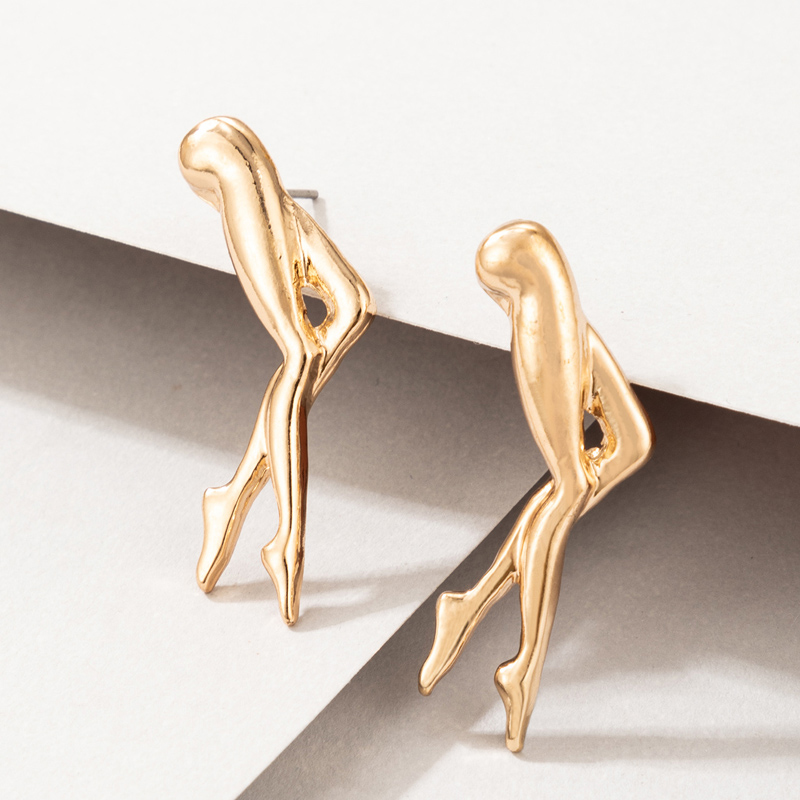 Exaggerated Alloy Women's Leg-shaped Irregular Alloy Earrings display picture 4