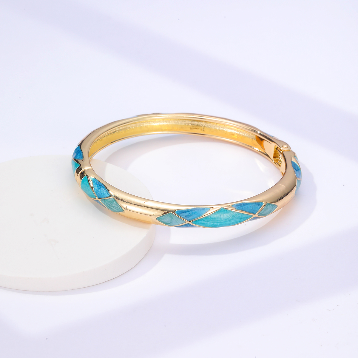 Retro Ethnic Style Enamel Plating 18k Gold Blue Pattern Alloy Bracelet display picture 3