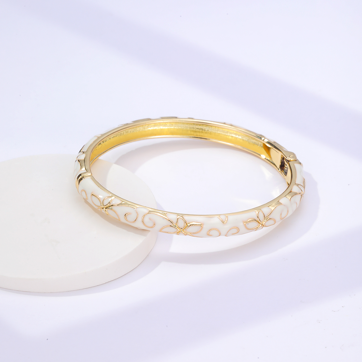 Creative Ethnic Style Enamel Electroplating 18k Gold White Alloy Bracelet display picture 3