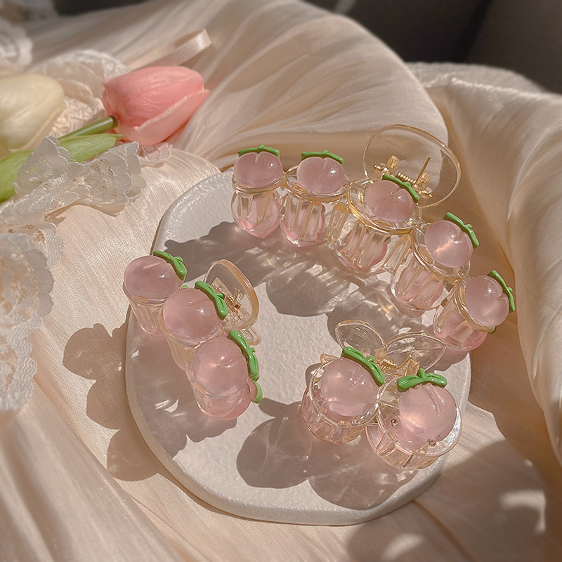 Sweet Transparent Peach Female Spring New Volume Hair Clip display picture 3