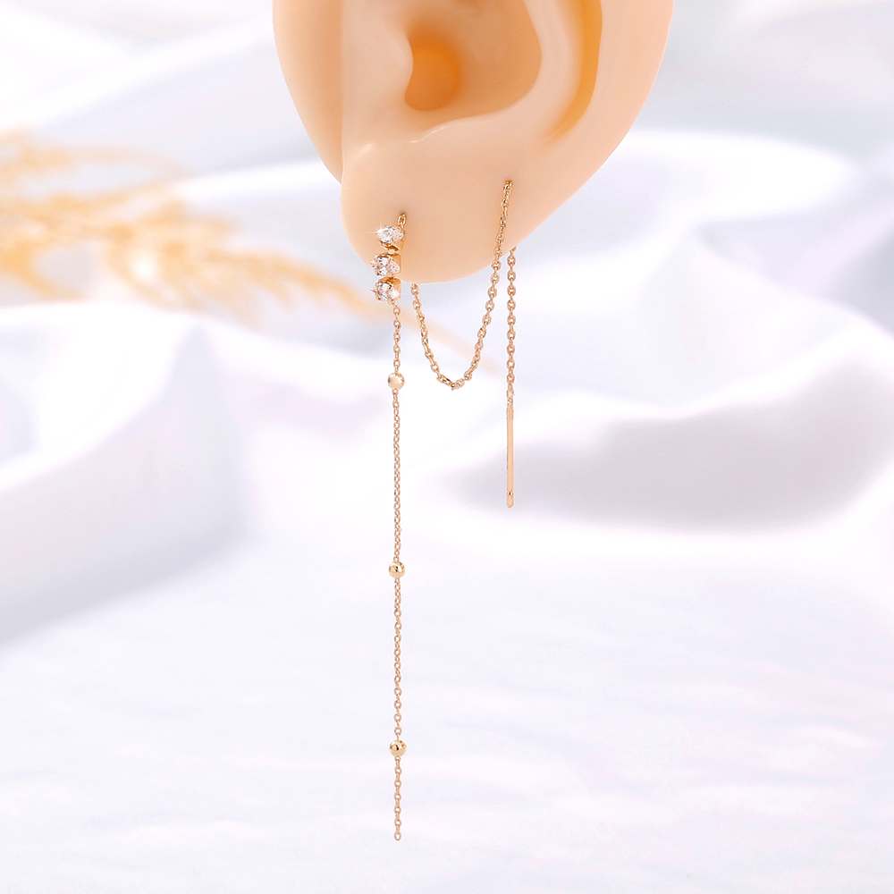 Fashion Copper Micro-inlaid Zircon Horse Eye Pendant Tassel Pierced Earrings display picture 3
