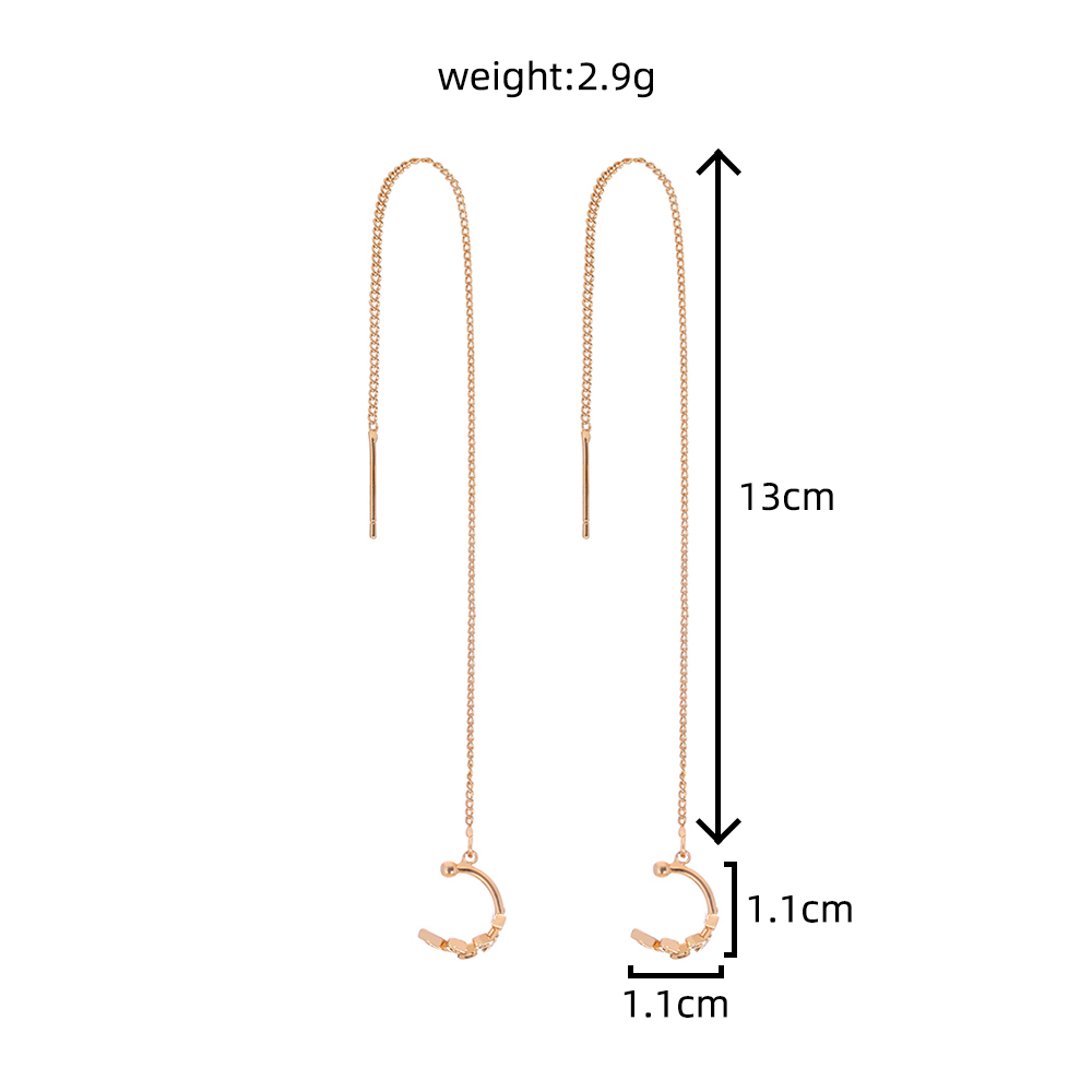Paar Neue Mode Kupfer Mikro-intarsien Zirkon Zweig Anhänger Quaste Durchbohrte Ohrringe display picture 1