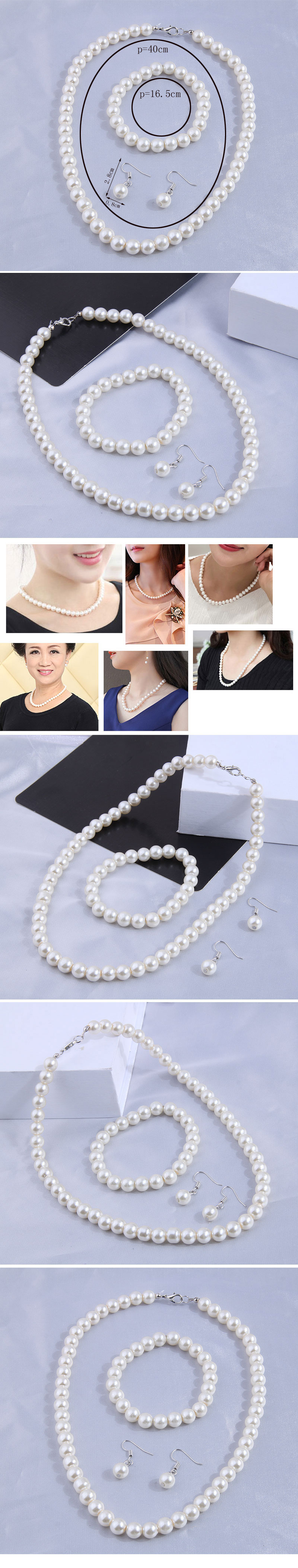 Conjunto De Aretes De Pulsera De Collar De Perlas De Moda Coreana display picture 1