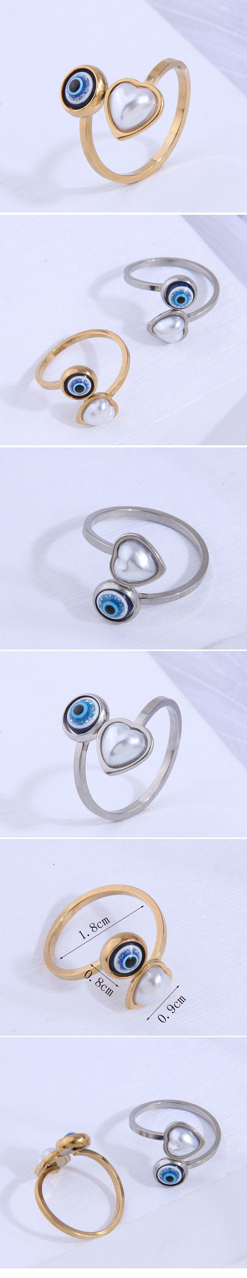 Hip-hop Stainless Steel Simple Devil's Eye Heart Opening Ring display picture 1