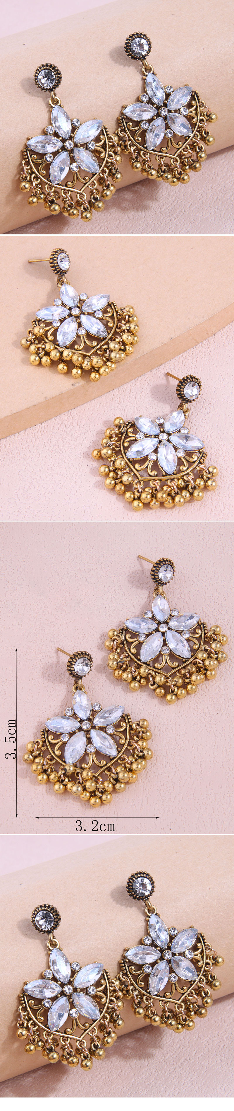 Fashion Retro Simple Alloy Shining Diamond Drop Earrings display picture 1