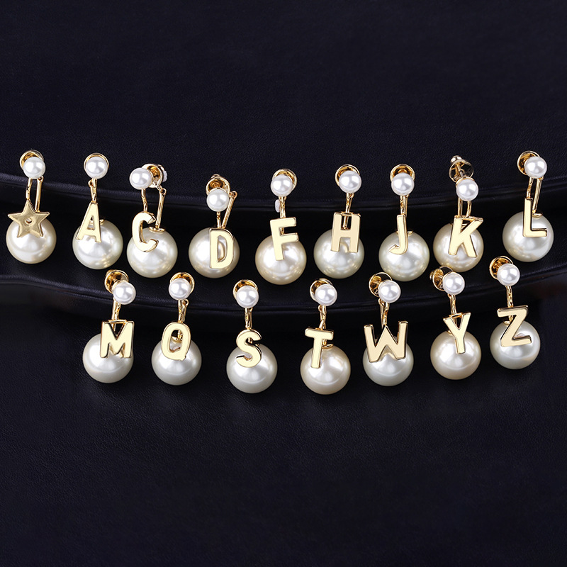 New 26 Letters Pearl Creative Earrings display picture 7
