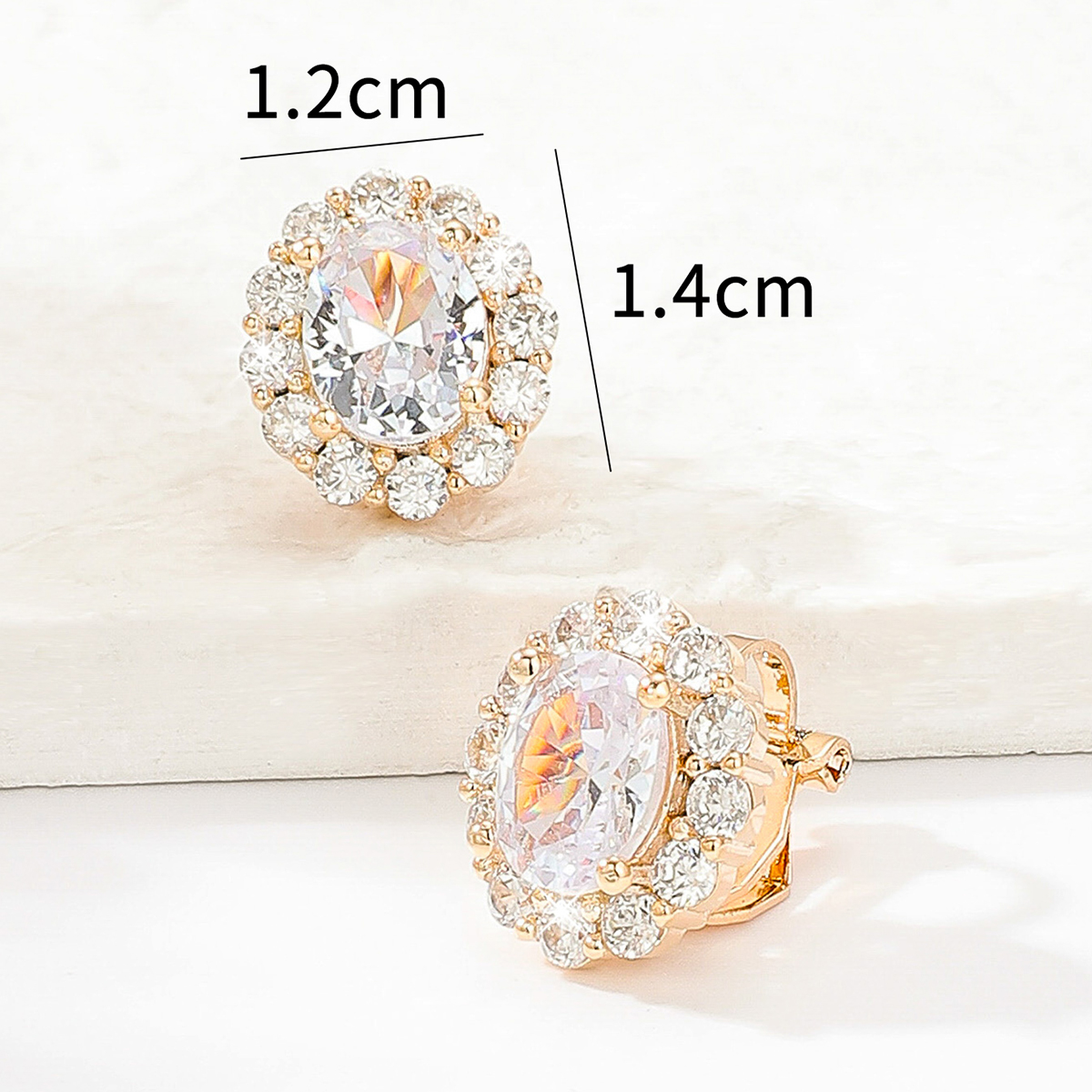 Fashion Copper Electroplating 18k Gold Zircon Big Gem Without Ear Hole Oval Ear Clip display picture 4