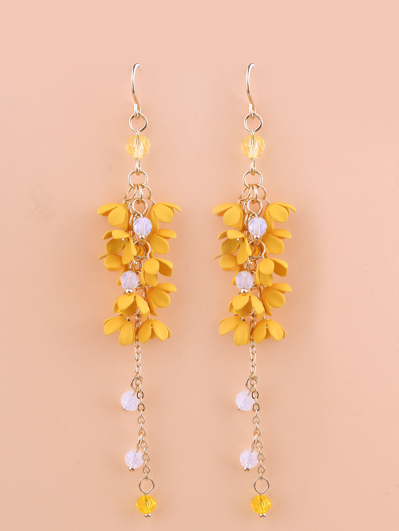 Korean Small Daisy Flower Geometric Alloy Long Earrings display picture 3