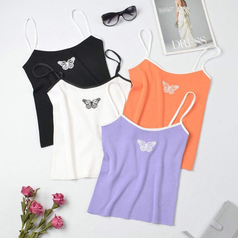 Solid Color Butterfly Camisole Knit Sling Sweater display picture 1