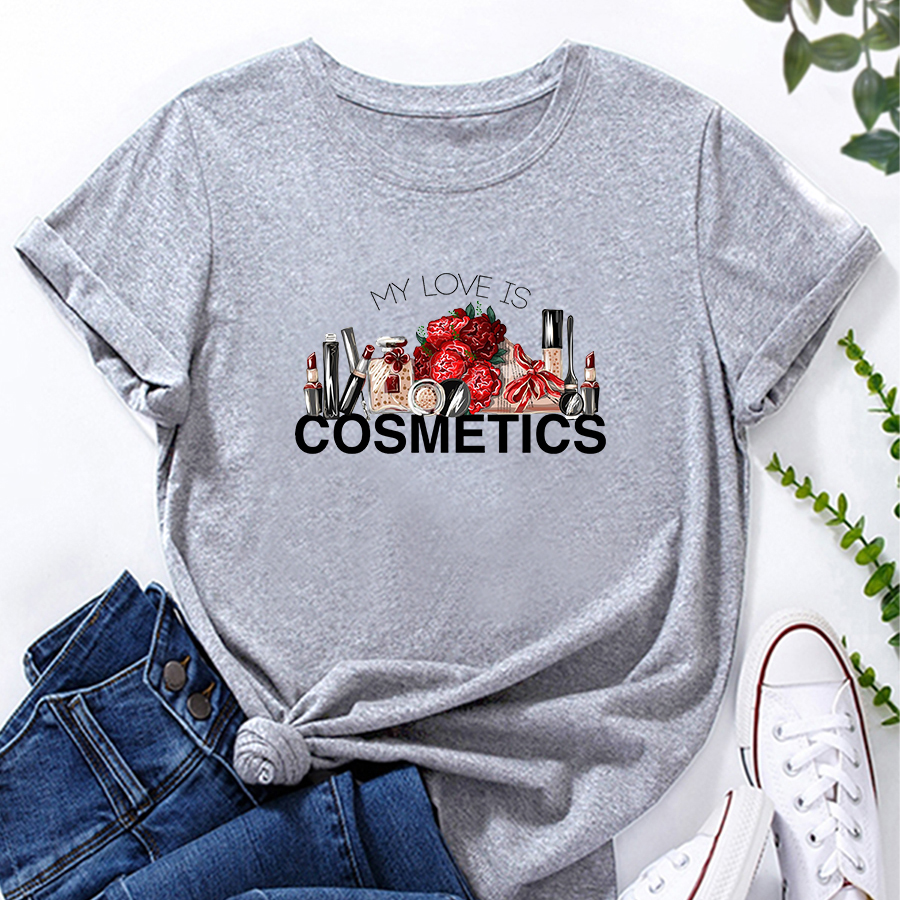 Kurzärmliges Lockeres Lässiges T-shirt Mit Kosmetischem Buchstabendruck display picture 4
