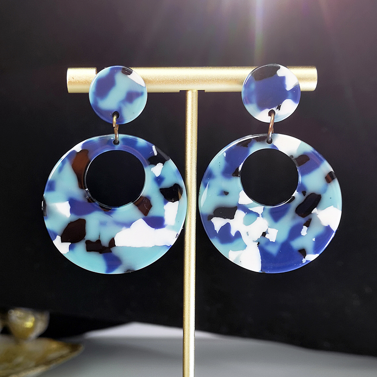 New Round Acrylic Fashion Multicolor Round Alloy Earrings Jewelry Women display picture 2