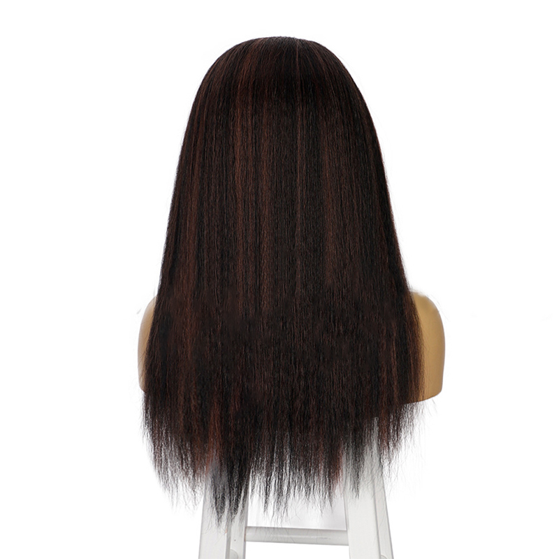 Ladies Long Straight Hair Color Stitching Chemical Fiber Wig display picture 3