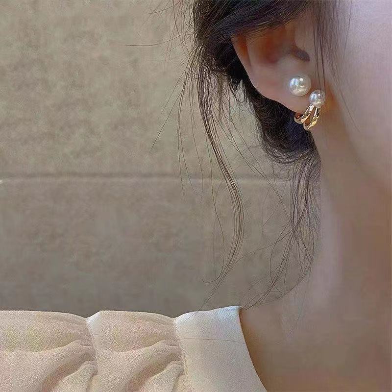 Nouvelles Boucles D'oreilles Pendantes En Strass Incrustées De Perles Alphabet display picture 8