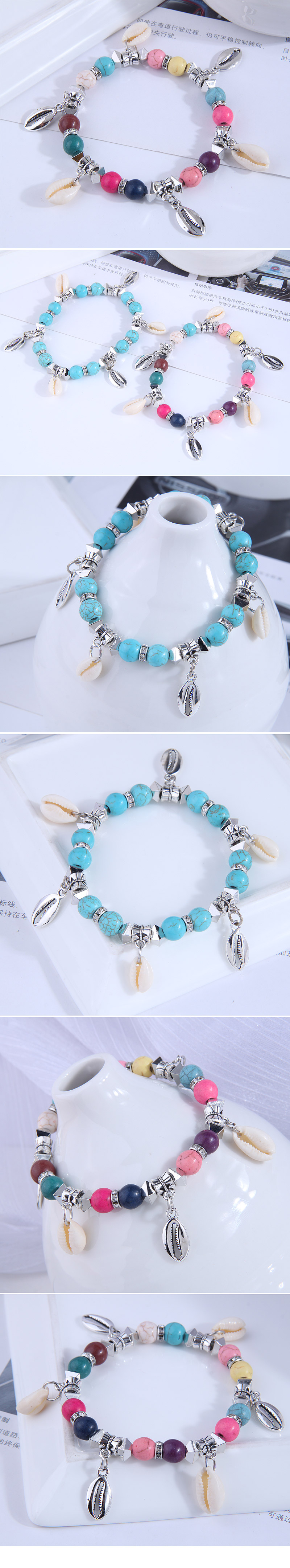 Pulsera De Turquesa Con Colgante De Concha De Concha Simple De Moda display picture 1