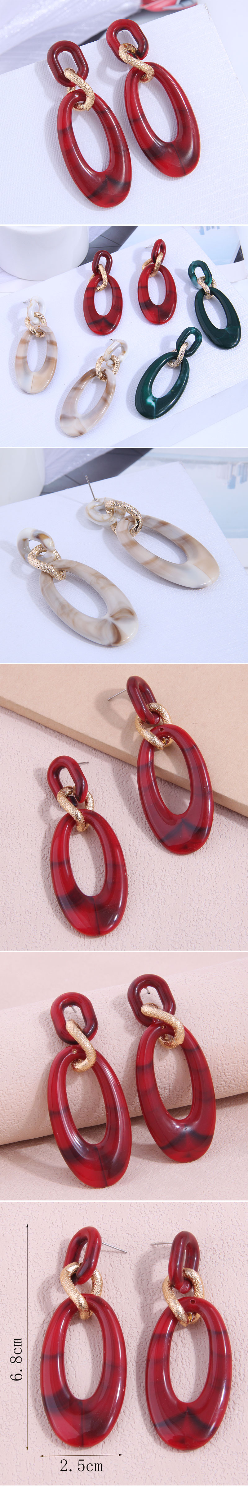 Fashion Simple Oval Shape Resin Pendant Earrings display picture 1
