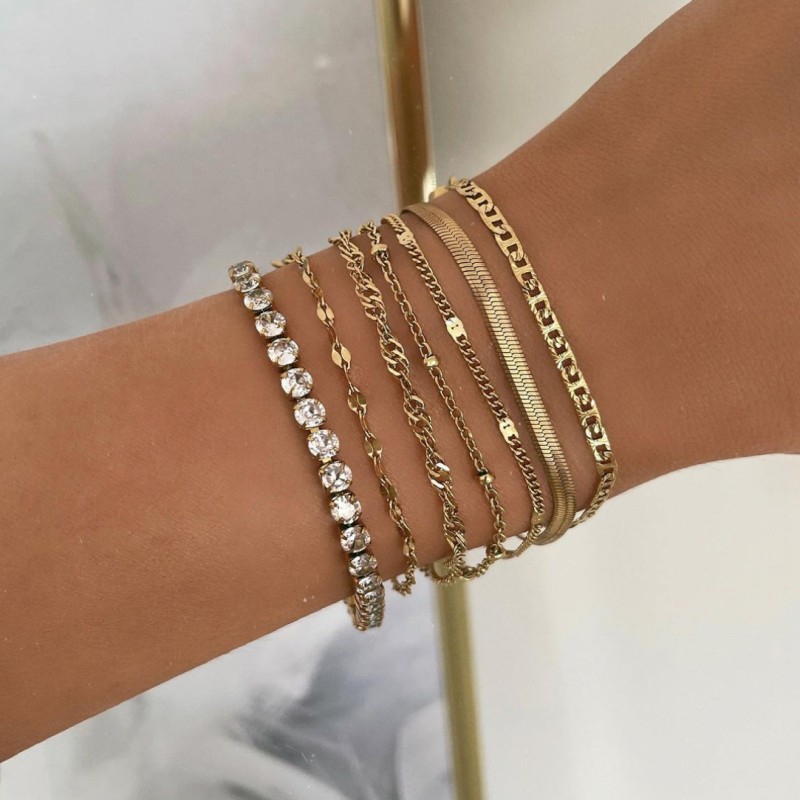 New Simple Snake Bone Chain Bracelet 7-piece Set display picture 1