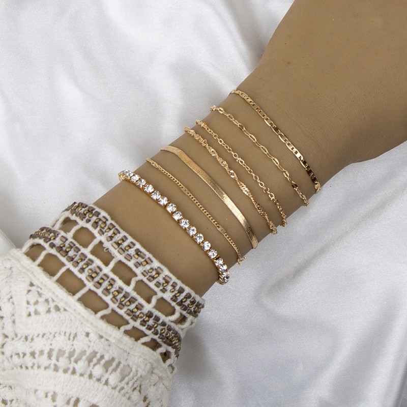 New Simple Snake Bone Chain Bracelet 7-piece Set display picture 2