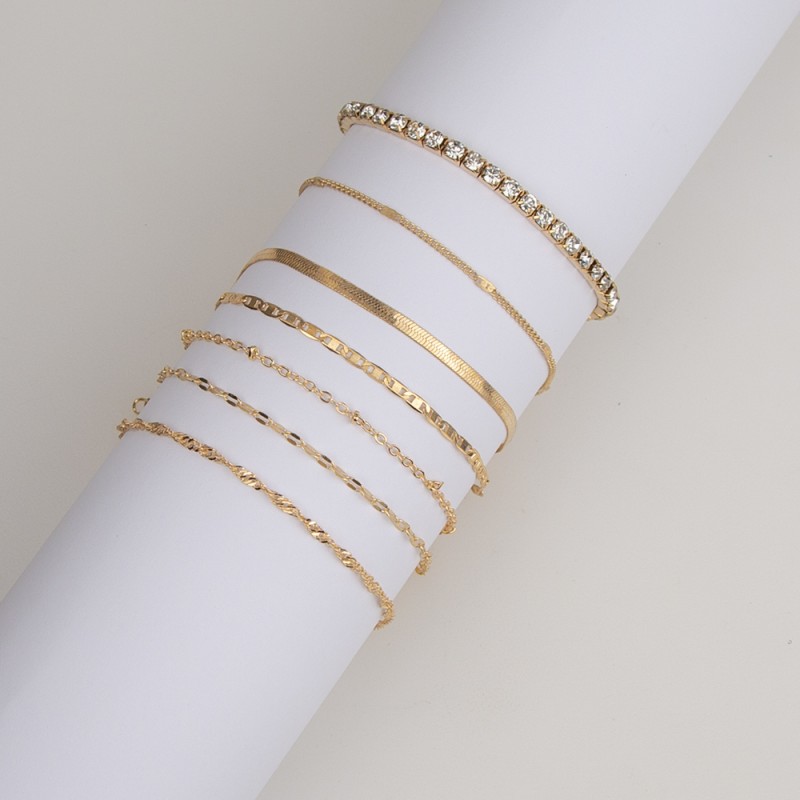 New Simple Snake Bone Chain Bracelet 7-piece Set display picture 3