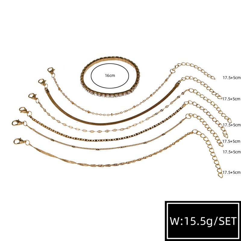 Neues Einfaches Schlangenknochen-kettenarmband 7-teiliges Set display picture 8