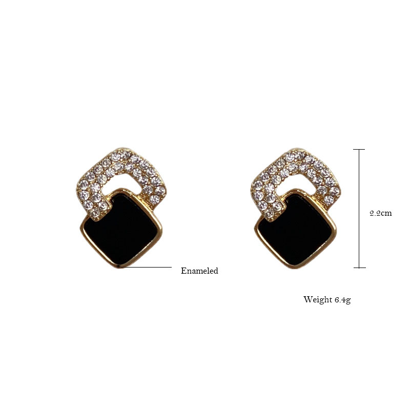 New Black Geometric Square Stud Earrings display picture 1