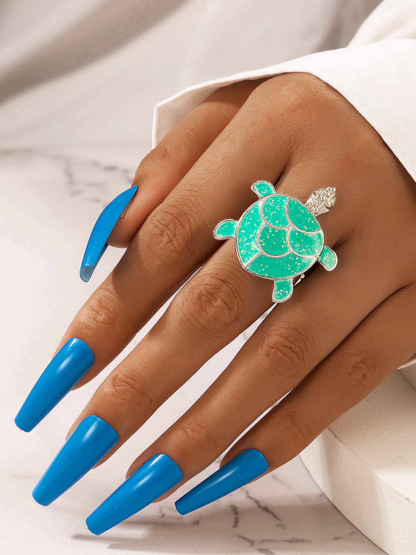 Lindo Anillo De Animal De Tortuga De Aceite Que Gotea De Color display picture 6