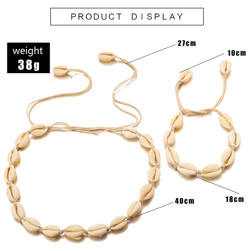 Fashion Hand-woven Shell Stitching Bracelet Necklace Set display picture 1