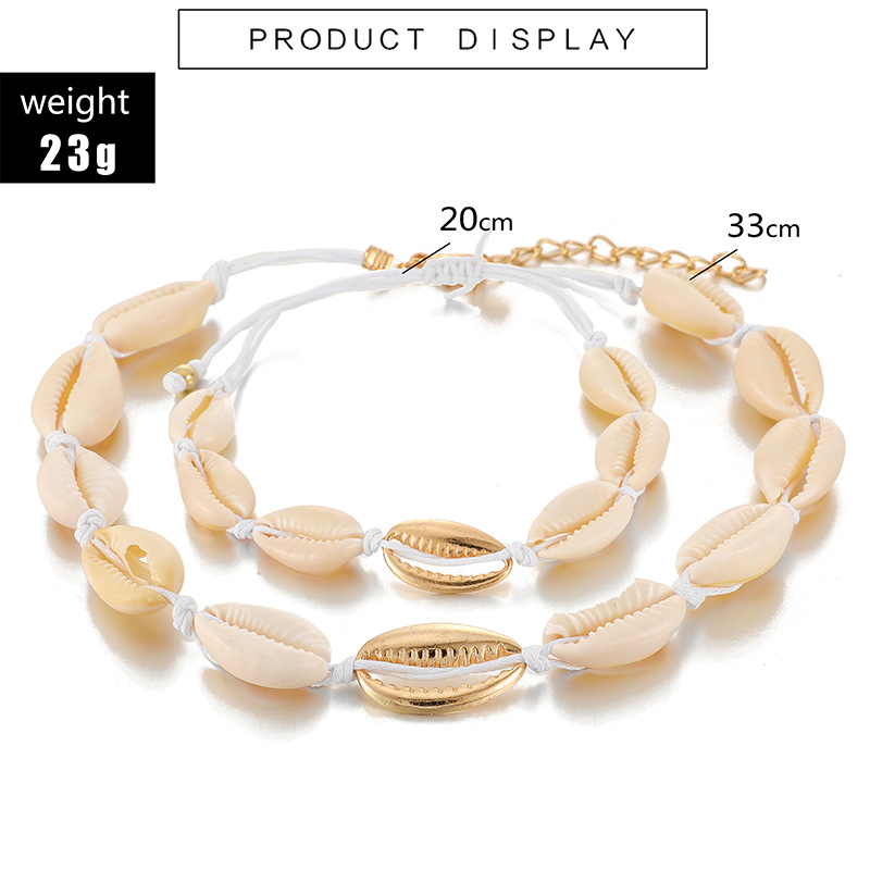 Fashion Hand-woven Shell Stitching Bracelet Necklace Set display picture 5